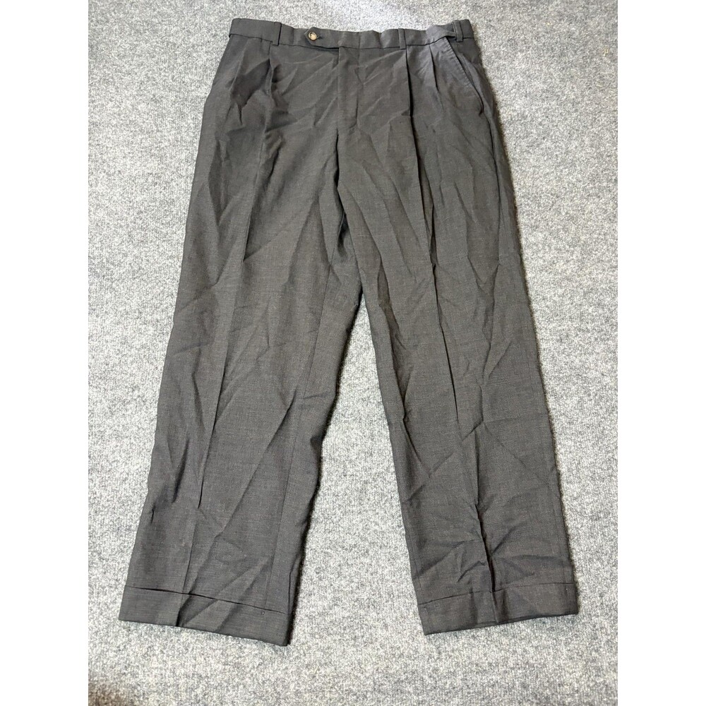 Lands' End Dress Pants Mens 36x30 Gray Traditional Fit Wool Lined Cuffed